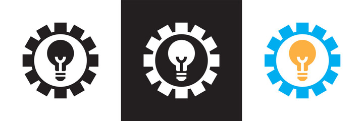 Gear settings  icon set. Containing optimization, sync, process, maintenance, configuration, etc. isolated on white and black background. vector illustration. EPS10