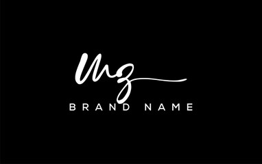 MZ letter beauty handwriting vector logo.
