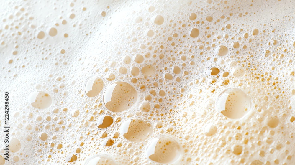 Aufkleber close-up of frothy bubbles on the surface of a creamy beverage, creating a textured and inviting app