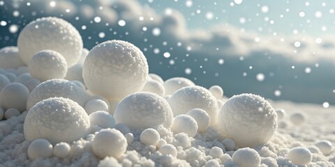 3D White Sphere Cloud Set with Bokeh Background - Abstract Stock Photo