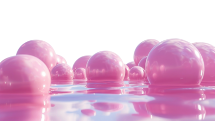 PNG 3d pink spheres background sky atmosphere floating.