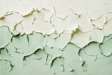 Textured abstract background featuring cracked paint in soft green and cream colors
