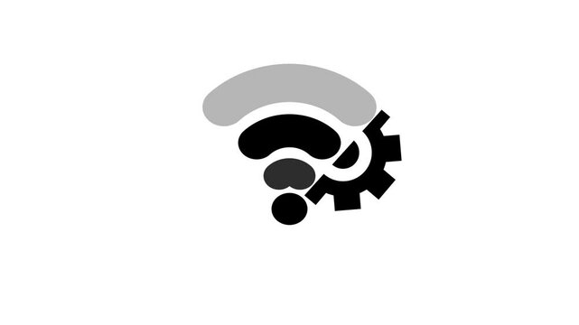 Neon Wifi Location Pin Icon, location with wi-fi icon animation isolated on black background. mobile Hotspot animation icon in neon glowing on black background.