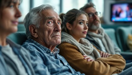 Obraz premium Group of diverse people sitting together in a lecture hall with focused expressions