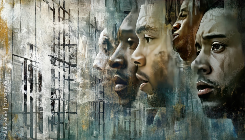 Poster a sequence of faces: exploring human depth against abstract structures