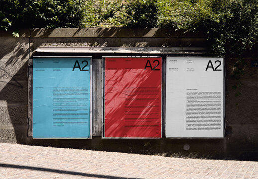 Mockup Of Three Vertical Customized A2 Posters