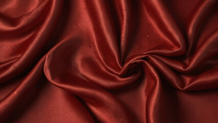 Obraz premium Red silk satin background. Beautiful soft wavy folds on smooth shiny fabric