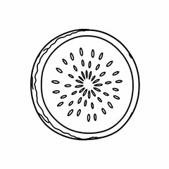 Kiwi Slice Line Drawing Fruit Illustration