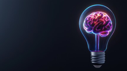 Glowing Brain Inside Lightbulb