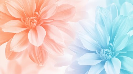 Obraz premium A serene blend of pastel flowers in soft orange and blue tones, creating a calming and harmonious visual experience.