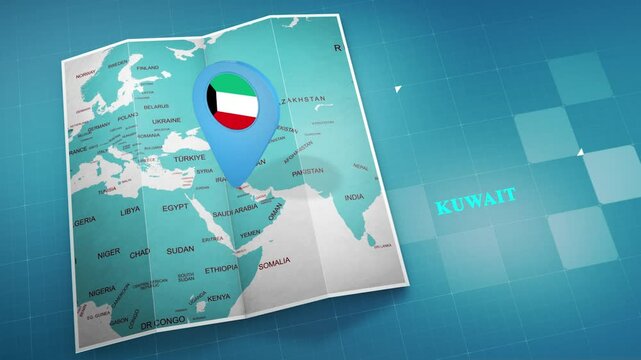 Kuwait Digital Map 4K Futuristic Loop Background with High-Tech Glowing Aesthetic