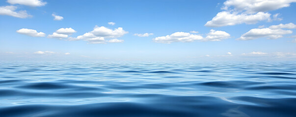 Obraz premium Serene Ocean View Under Bright Blue Sky with Soft White Clouds