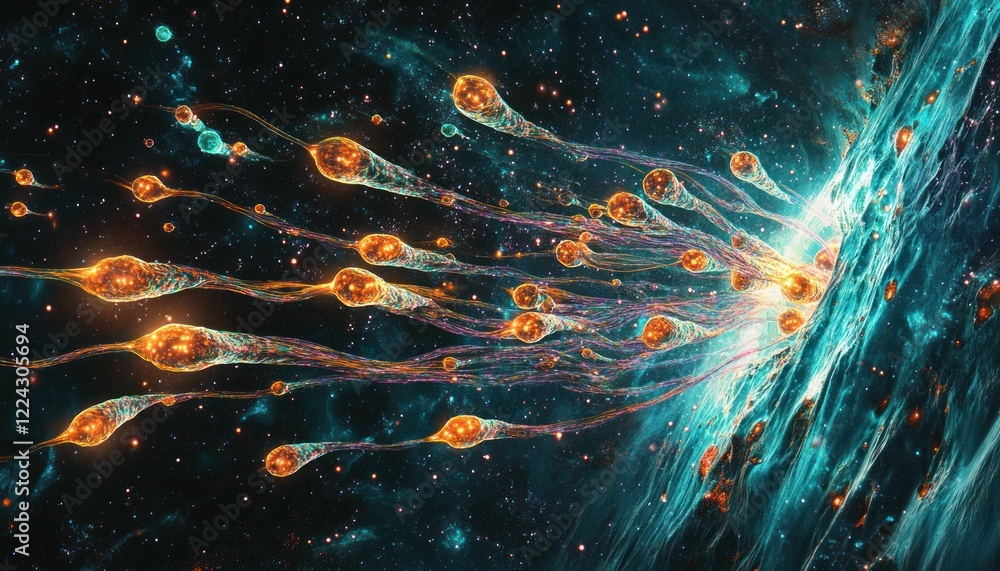 Poster cosmic journey of cells: an abstract view of cellular motion in space
