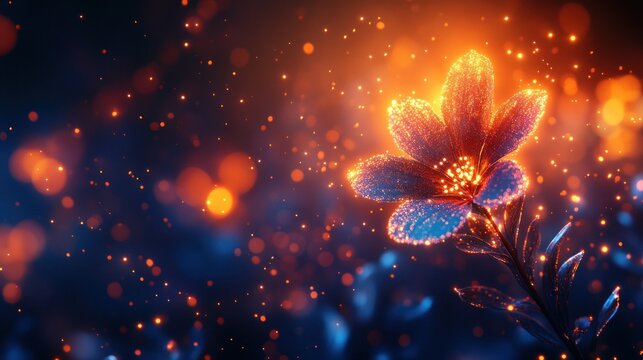 Golden and Blue Sparkling Lights Dreamy Bokeh Background for Festive Events