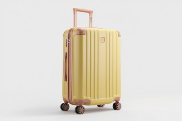 Modern Yellow Suitcase with Retractable Handle and Vertical Grooves