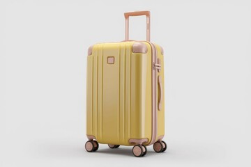 Modern Yellow Suitcase with Retractable Handle and Vertical Grooves