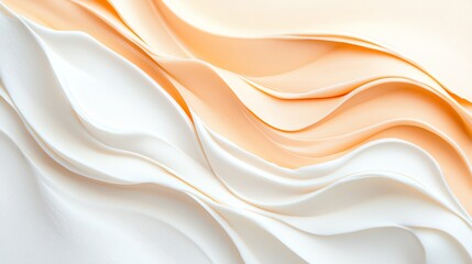 Obraz premium Abstract flowing waves in shades of white and peach, creating a serene and elegant background perfect for design projects and presentations.