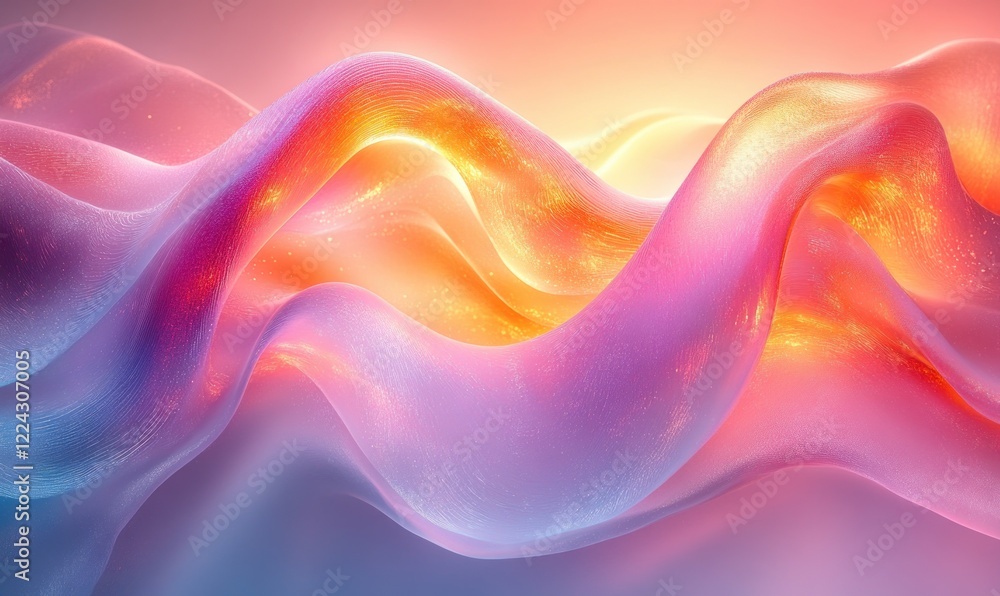 Poster iridescent abstract glass design with colorful refraction and minimalist gradient background
