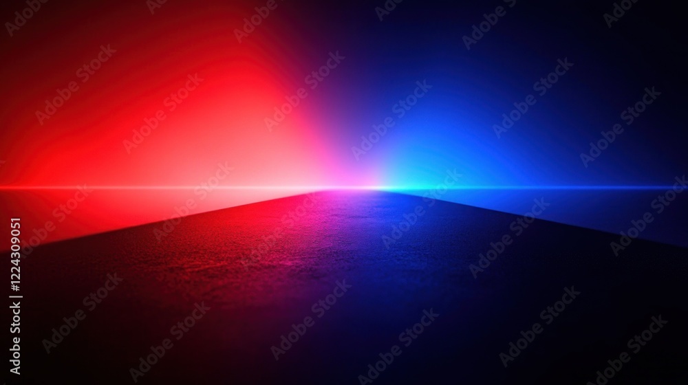 Poster abstract background with neon red and blue light in a minimalistic composition