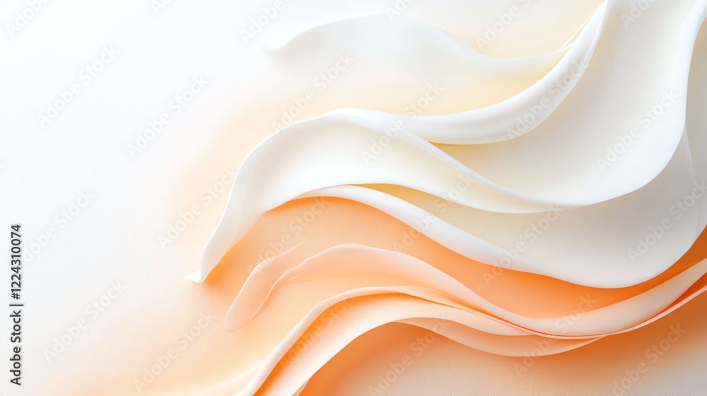 Poster abstract design of flowing white and peach curves creating a sense of fluidity and elegance. ideal f