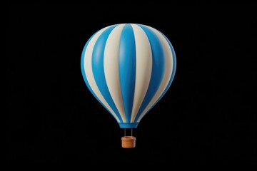 Obraz premium A Vibrant Blue And White Striped Hot Air Balloon Against A Black Background
