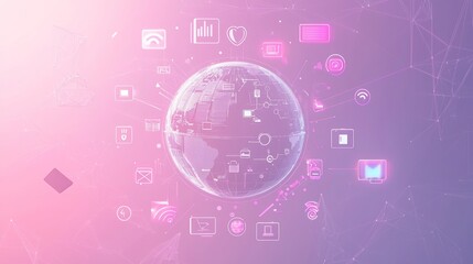 Obraz premium 3D Globe with Abstract Pastel Gradient Background