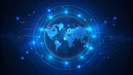 Abstract Blue Digital Circuit Background with copy space