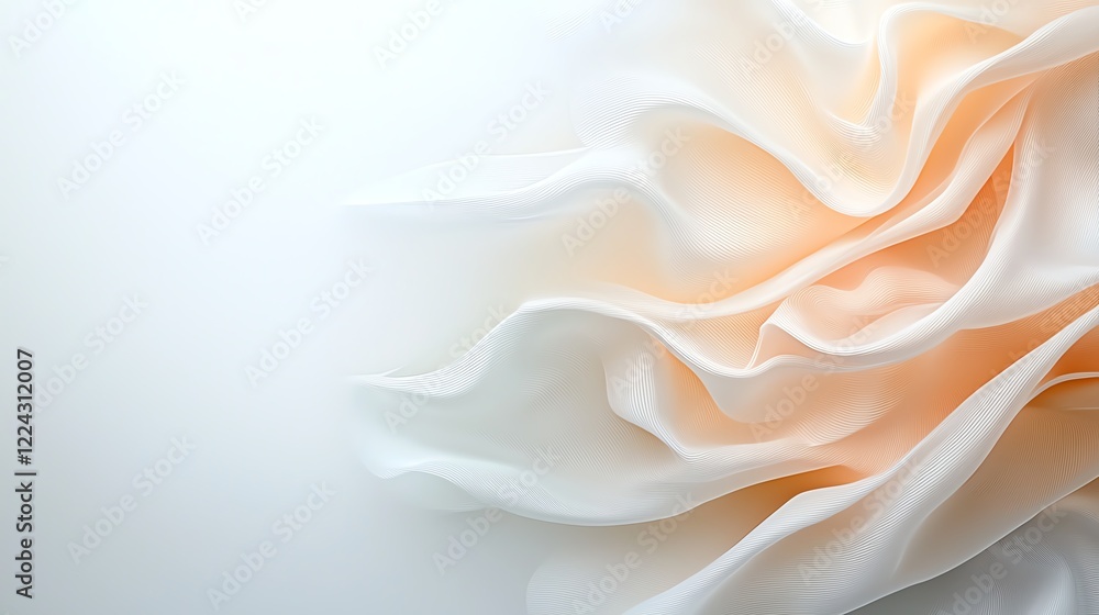 Poster soft peach and white fabric waves create a delicate abstract texture, ideal for backgrounds or desig