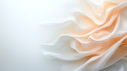 Obraz premium Soft peach and white fabric waves create a delicate abstract texture, ideal for backgrounds or design projects with an elegant touch.