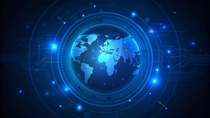 Obraz premium Abstract Blue Digital Circuit Background with copy space