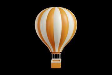 Orange And White Striped Hot Air Balloon Against Black Background