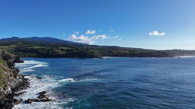 Honolua bay on a nice sunny day for snorkeling and surfing