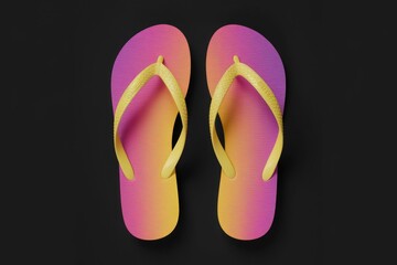 Vibrant Gradient Flip Flops on a Black Background