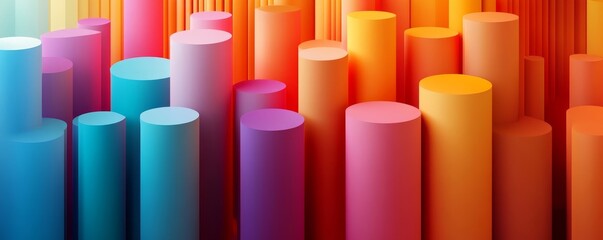 Obraz premium Set of abstract shapes in different colors, 3d render, Generative AI