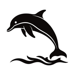 dolphin isolated on white silhouette vector illustration 