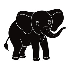 elephant cartoon silhouette vector illustration 