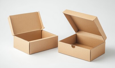 Two open empty cardboard boxes on white background. (1)