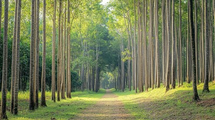 Fototapeta premium Serene Pathway Through a Lush Green Forest