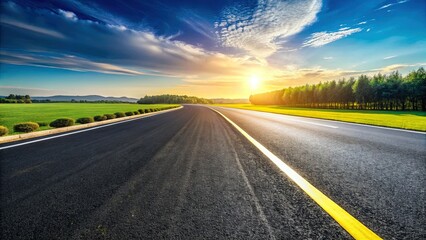 Newly Paved Asphalt Road, Smooth Black Tarmac Highway After Reconstruction