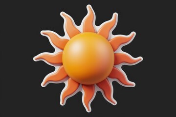 A Vivid Illustration of the Sun with Radiant Orange Rays on a Dark Background