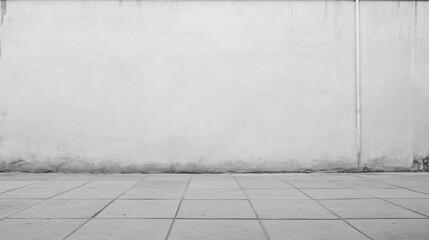 Plain white wall and tiled floor.