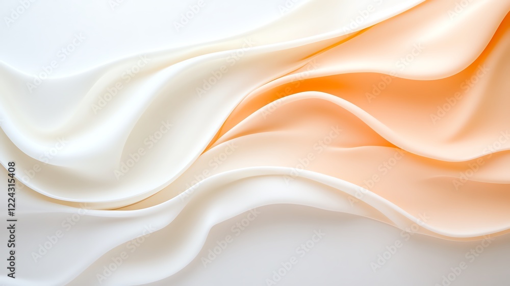 Poster elegant flowing fabric in shades of white and peach, creating a soft and luxurious abstract backgrou