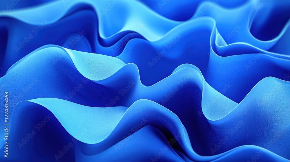 Poster abstract blue waves flowing fabric background with curvy texture and soft ambient light
