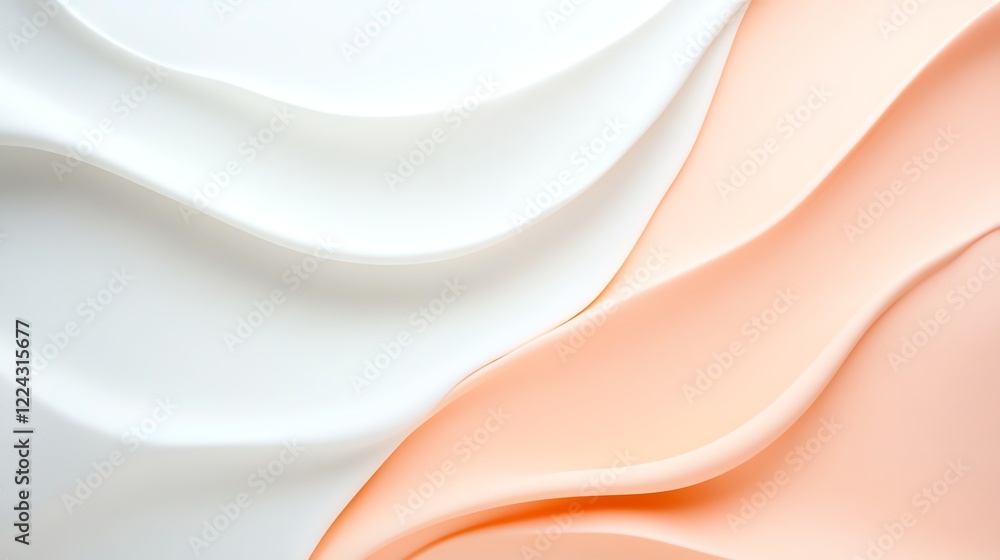 Poster elegant abstract background with smooth white and peach waves in soft curves, perfect for design and