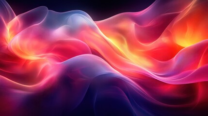 Fototapeta premium Vibrant Abstract Composition Translucent Shapes Ethereal Glow Black Background Modern Digital Art