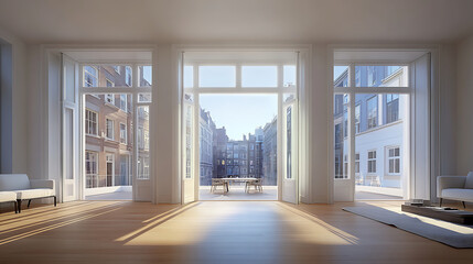 Fototapeta premium Empty Room with Window, Simple and Minimalist Design