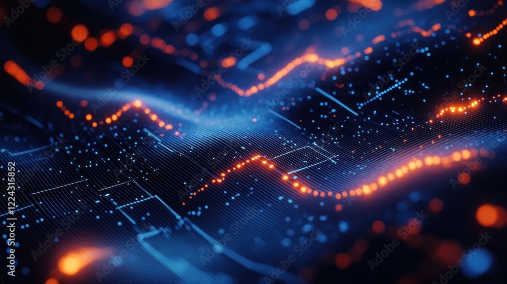 Poster futuristic financial data visualization chart graph analysis report marketing business development s
