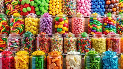 Vibrant Candy Display with Colorful Treats, candy showcase, sweets,  candy showcase, sweets