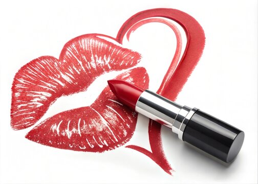 recommend clip art: Red Lipstick Heart Isolated on Transparent White Background