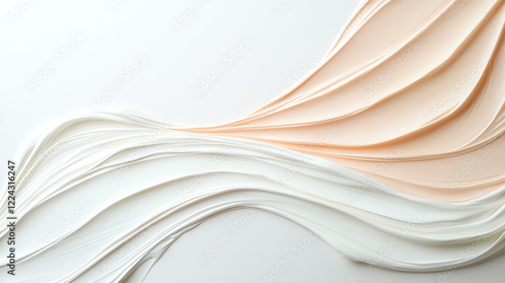 Poster elegant abstract paper waves in shades of white and peach create a serene and artistic background fo